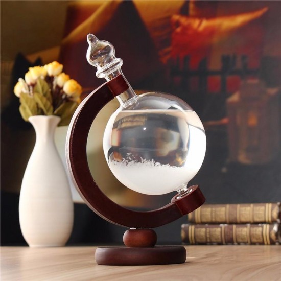 Christmas Gift Weather Forecast Crystal Bottle Globe Storm Home Desk Decor Wood Glass Base Novelties Toys