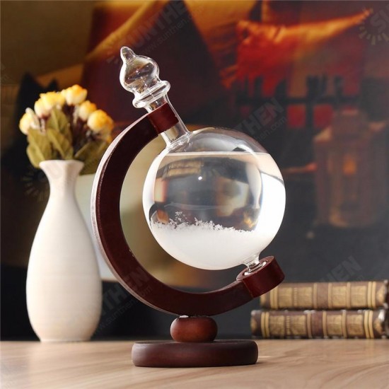 Christmas Gift Weather Forecast Crystal Bottle Globe Storm Home Desk Decor Wood Glass Base Novelties Toys