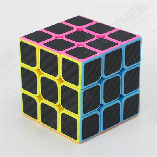 Classic Magic Cube Toys 3x3x3 PVC Sticker Block Puzzle Speed Cube Fibre Carbon