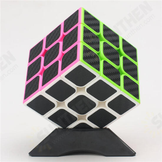 Classic Magic Cube Toys 3x3x3 PVC Sticker Block Puzzle Speed Cube Fibre Carbon