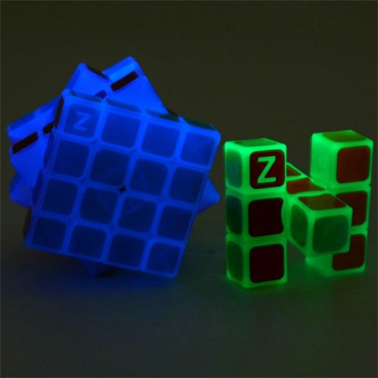 Classic Magic Cube Toys 4x4x4 PVC Sticker Block Puzzle Speed Cube Dark Luminous