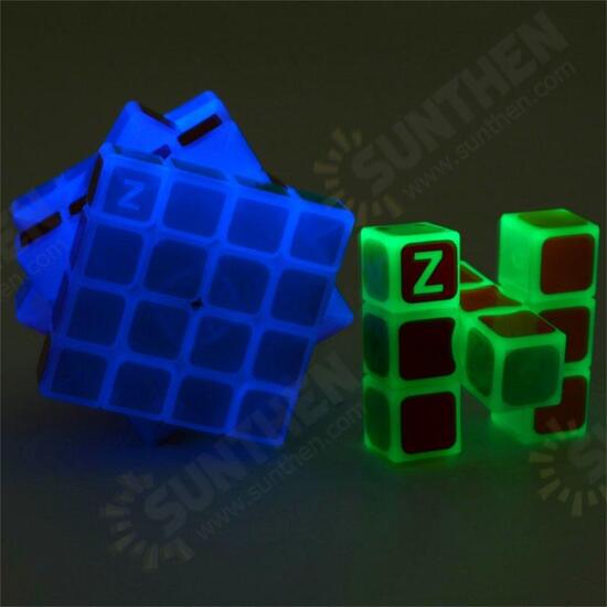 Classic Magic Cube Toys 4x4x4 PVC Sticker Block Puzzle Speed Cube Dark Luminous