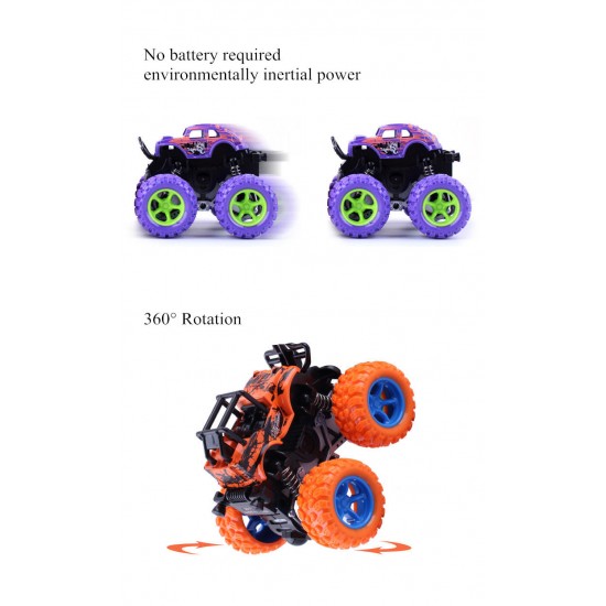 Classic Pull Back Big Foot Wheel Drive Car 9cm Rotatable Friction Power Shockproof Inertial Blocks Toys
