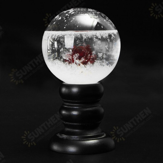 Crystal Ball Weather Forecast Storm Bottle Wood Glass Base Home Decoration For Kids Childrens Gift