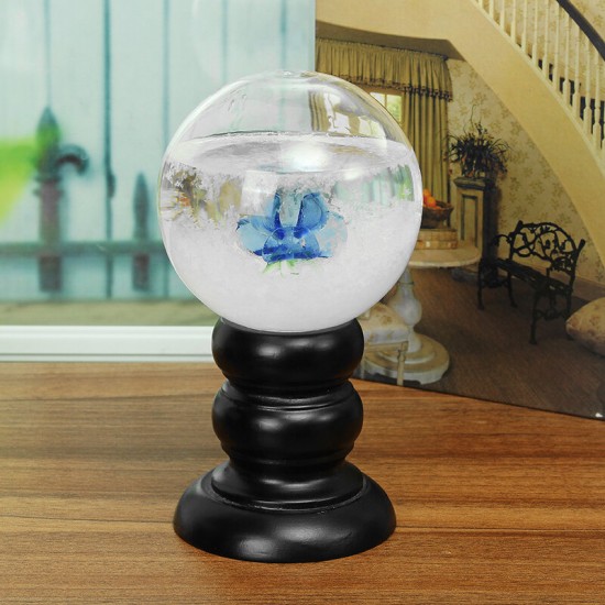 Crystal Ball Weather Forecast Storm Bottle Wood Glass Base Home Decoration For Kids Childrens Gift