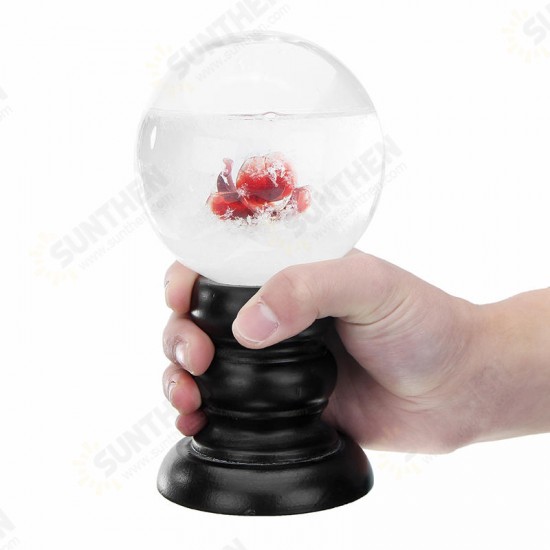 Crystal Ball Weather Forecast Storm Bottle Wood Glass Base Home Decoration For Kids Childrens Gift