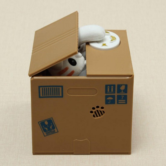 Cute Cat Automated Steal Stealing Money Saving Box Bank