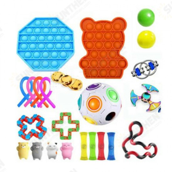 DIY Fidget Toys Set Squeeze Dice Drawstring Magic Cube Stress Relief and Anti-Anxiety Toys for Kids and Adults