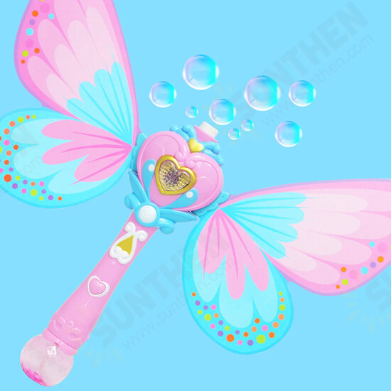 Electric Magic Wing Wand Automatic Soap Bubble Blowing Blower with Light Music Funny Novelties Toys For Kids Gifts