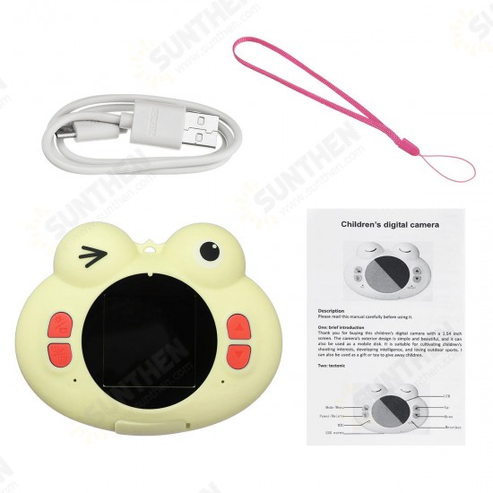 H312 Children Camera Cute Frog Animal 1.54 inch HD Screen Wide Angle 120° With Board Game Novelties Toys