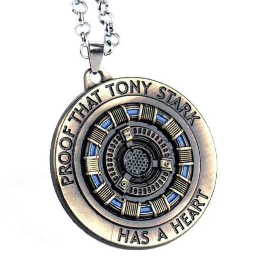 Iron Tony MK1 Reactor Keychain Necklace Energy Block Core Alloy Pendant Movie Peripheral Toys