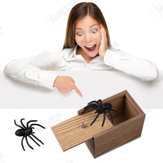 Prank Spider Inset Wooden Scare Box Trick Play Joke Lifelike Surprise April Fools' Day Funny Novelties Toys Gags Practical Gifts