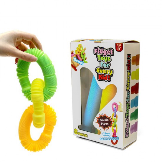 Random Color Decompression Fidget Pops Tube Telescopic Bellows Sensory Fun Stretch Tube Novelties Toy for Children's Gift
