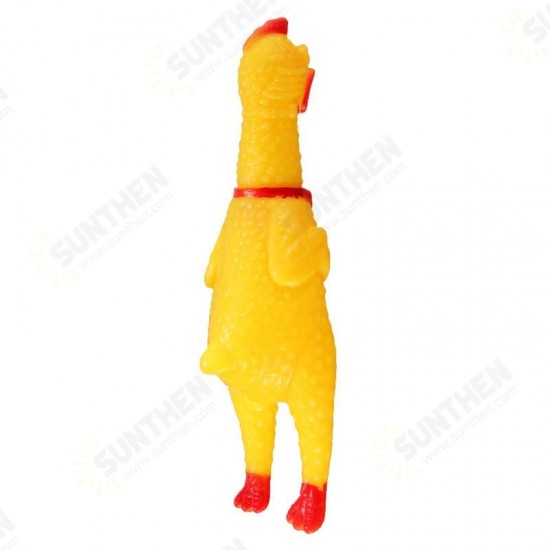 Squeeze Yellow Screaming Rubber Chicken Pet DogToy Squeaker Stress Relievers Gift