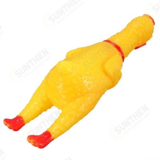 Squeeze Yellow Screaming Rubber Chicken Pet DogToy Squeaker Stress Relievers Gift