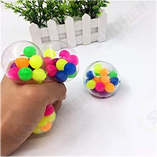 Stress Relief DNA Squeeze Balls Rainbow Stress Ball Clear Silicone Sensory Squeeze Balls for Stress-Relief and Better Focus Toy for Kids and Adults