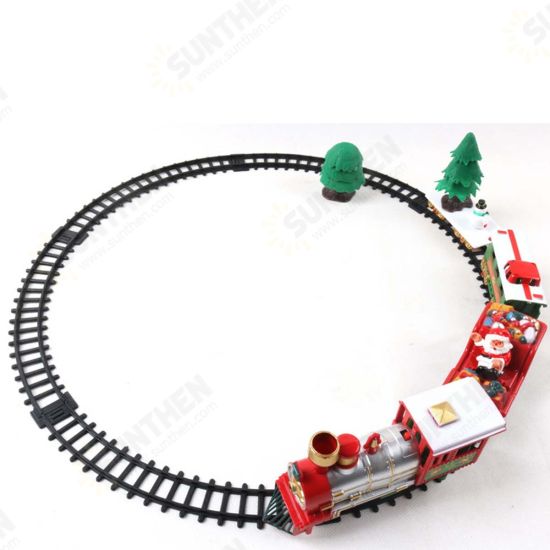 Christmas Train Set Electric Train Toy For Boys Girls Smokes Lights & Sound Railway Kits Steam Locomotive Engine Cargo Cars Tracks Christmas Gifts For Kids