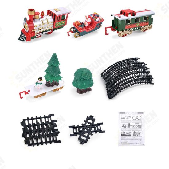 Christmas Train Set Electric Train Toy For Boys Girls Smokes Lights & Sound Railway Kits Steam Locomotive Engine Cargo Cars Tracks Christmas Gifts For Kids