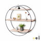 Round Wall Unit Retro Industrial Style Wood Metal Wall Rack Book Shelf Storage Home Decoration