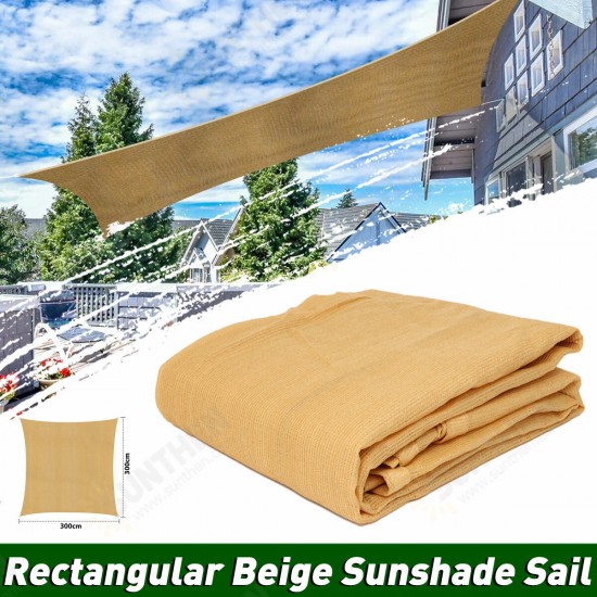 SunShade Sail Rectangular Square 10x10 Outdoor UV Block 4-Fixed Rope for Yard Terrace Lawn Garden Beige