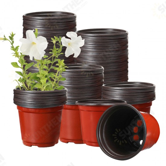 130PCS Plastic Plant Flower Pots 4inch Succulent Nursery Drainage Holes Pot