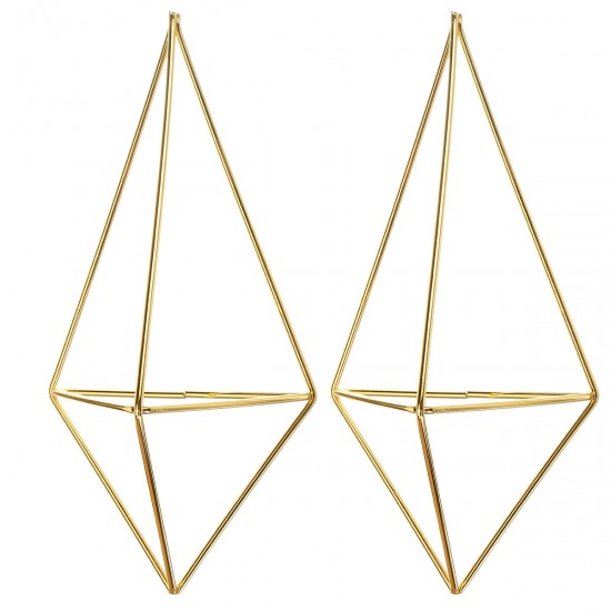 2 PCS Wall-Mounted Wrought Iron Geometric Air Flower Plant Stand Golden Decor