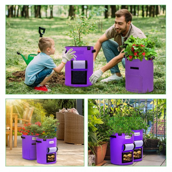 3 PCS Plant Fabric Bags Plant Pot Nursery Soil Bag + Handle