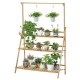 3-tier Height Adjustable Foldable Stair-floor Flower Pot Stands Rack with Removable Pot Hanging Bar Rack Freestanding Foldable
