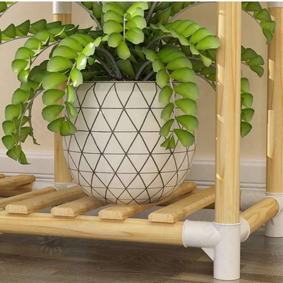 3+3+2Tiers Wooden Plant Stand Indoor Outdoor Patio Garden Flower Pot Stand Shelf