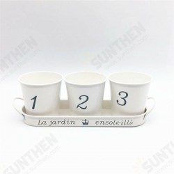 3pcs/Set Iron Bucket Flower Pot Tray Small Pots Herbs Planter Garden Window Pots 3pcs/Set Iron Bucket Flower Pot Tray Small Pots Herbs Planter Garden Window Pots