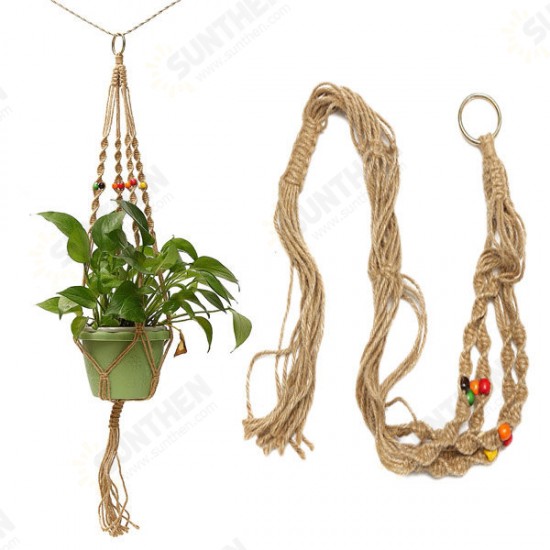 42 Inch Colour Bead Flower Pot Plant Hanger Macrame Jute Rope Garden Decorative Cord with Hook