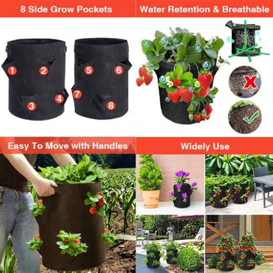 4/6pcs Strawberry Grow Bags Growing Pot 8 Side Grow Pockets Large 10 Gallon