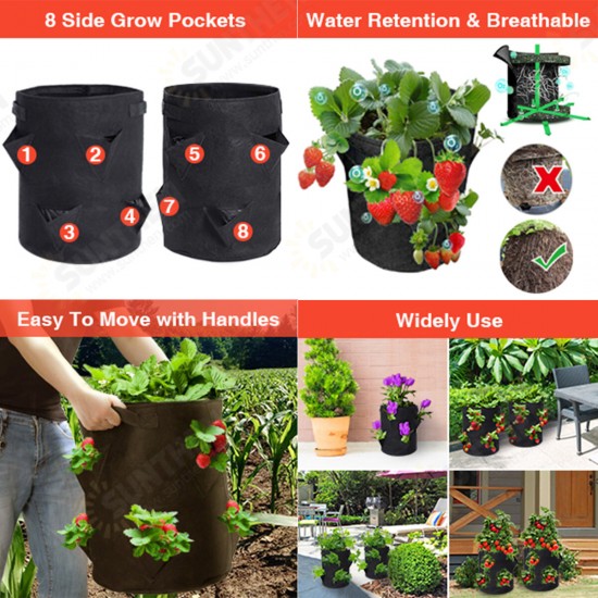 4/6pcs Strawberry Grow Bags Growing Pot 8 Side Grow Pockets Large 10 Gallon