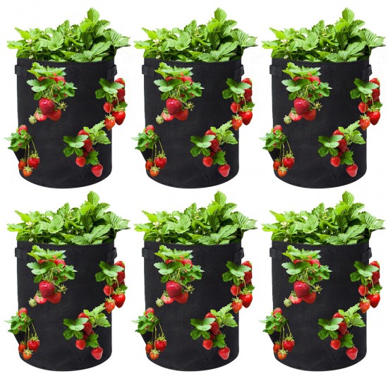4/6pcs Strawberry Grow Bags Growing Pot 8 Side Grow Pockets Large 10 Gallon