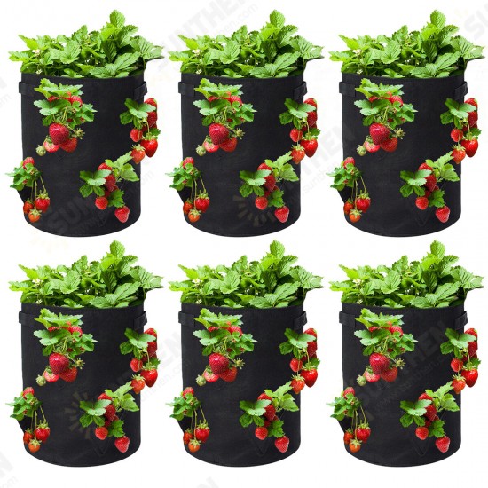 4/6pcs Strawberry Grow Bags Growing Pot 8 Side Grow Pockets Large 10 Gallon