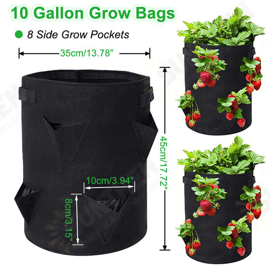 4/6pcs Strawberry Grow Bags Growing Pot 8 Side Grow Pockets Large 10 Gallon