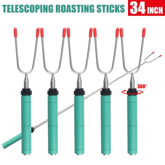 5-20PCS 34 Inch Telescoping BBQ Fork BBQ Roasting Sticks Skewer Fork BBQ Tool