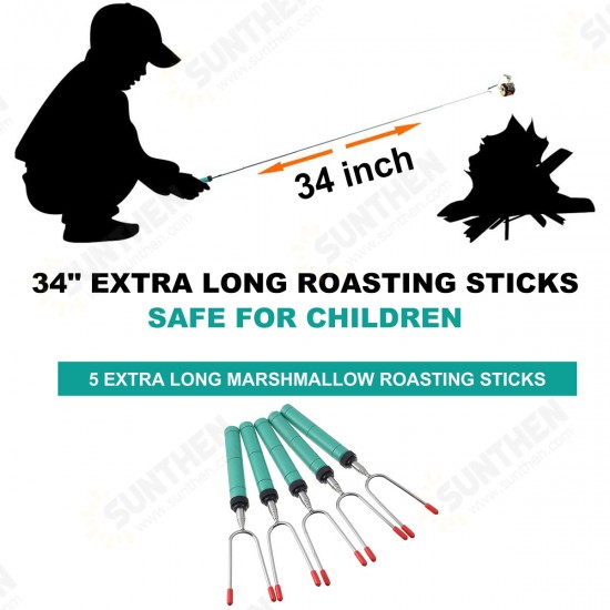 5-20PCS 34 Inch Telescoping BBQ Fork BBQ Roasting Sticks Skewer Fork BBQ Tool