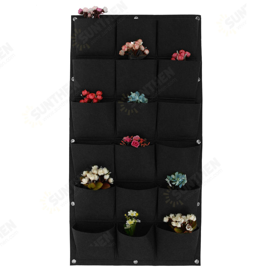 964 Pockets Plant Pot Flower Pot Felt Vertical Garden Hanging Black