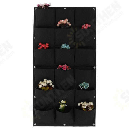 9-64 Pockets Plant Pot Flower Pot Felt Vertical Garden Hanging Black Wall Planters Pouch