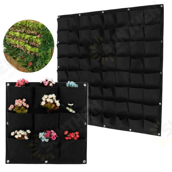 9-64 Pockets Plant Pot Flower Pot Felt Vertical Garden Hanging Black Wall Planters Pouch