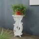 Antique Side Table Beside Small White Round Tea Coffee Lamp Flower Pot Stand