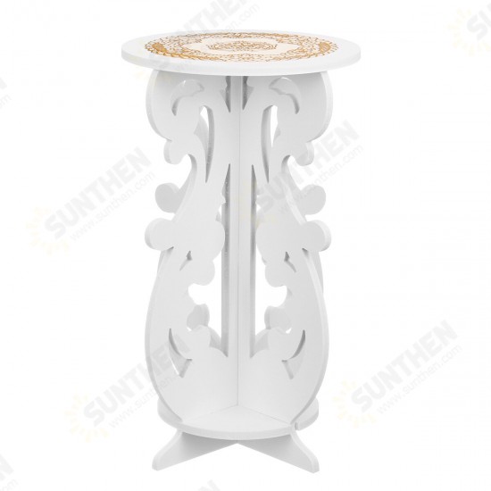 Antique Side Table Beside Small White Round Tea Coffee Lamp Flower Pot Stand