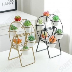 Ceramic Succulent Plant Pot Bonsai Holder Rack Home Tabletop Decor W/ Iron Stand Ceramic Succulent Plant Pot Bonsai Holder Rack Home Tabletop Decor W/ Iron Stand