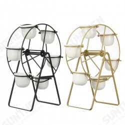 Ceramic Succulent Plant Pot Bonsai Holder Rack Home Tabletop Decor W/ Iron Stand Ceramic Succulent Plant Pot Bonsai Holder Rack Home Tabletop Decor W/ Iron Stand