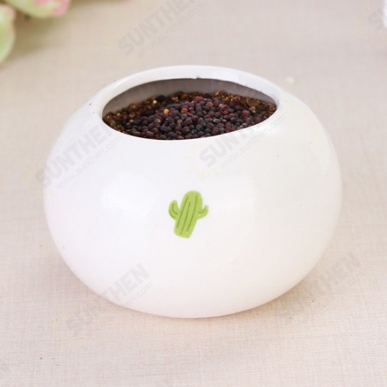 DIY Mini Ceramic Cactus Grass Potted Plant Desktop Office Decor