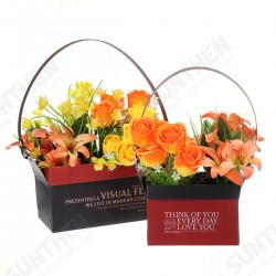 Folding Flower Boxes Paper Floral Wrapping Gift Party Wedding Handle 10Pcs/Set Folding Flower Boxes Paper Floral Wrapping Gift Party Wedding Handle 10Pcs/Set