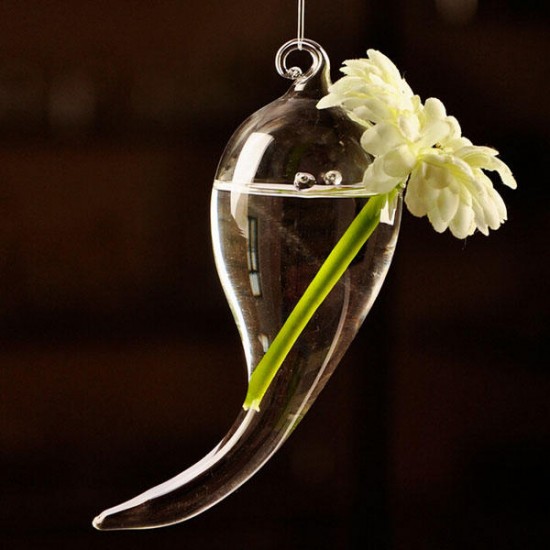 Hanging Symbol Shape Flower Glass Vase Hydroponic Plants Container