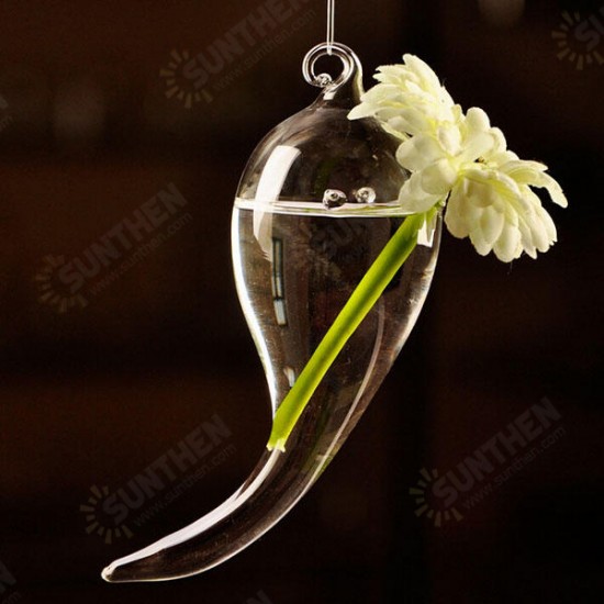 Hanging Symbol Shape Flower Glass Vase Hydroponic Plants Container