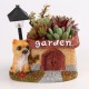 LED Cute Dog Succulent Flower Pot with Drainage Resin Small Flower Pot Garden Plants Pot Desk Flower Decoration